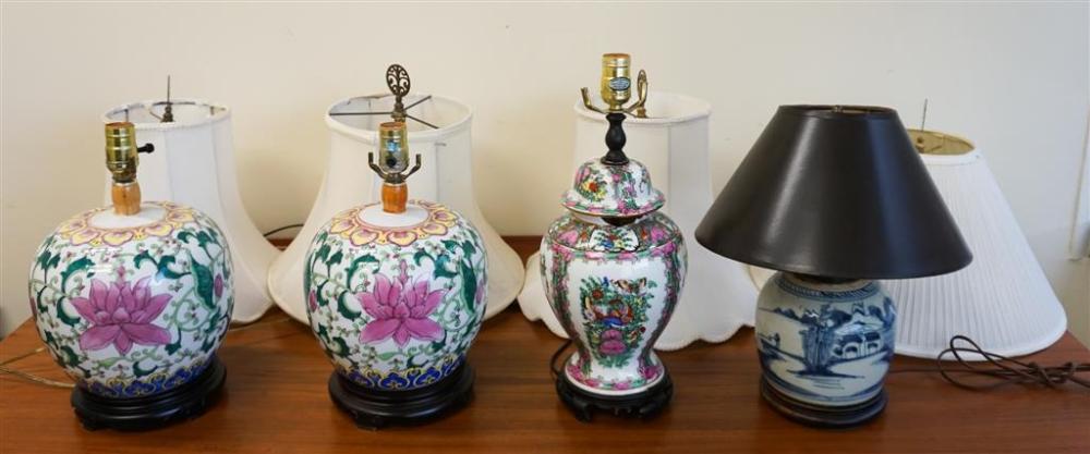 FOUR CHINESE CERAMIC JARS MOUNTED 3293d4