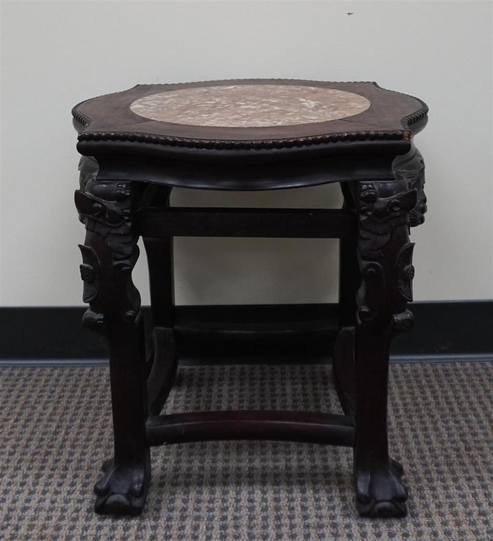 CHINESE CARVED ROSEWOOD AND MARBLE 3293ff