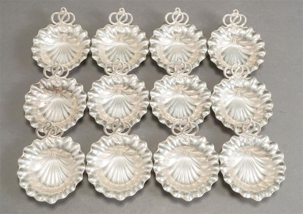 SET OF 12 STERLING SILVER NUT DISHES,