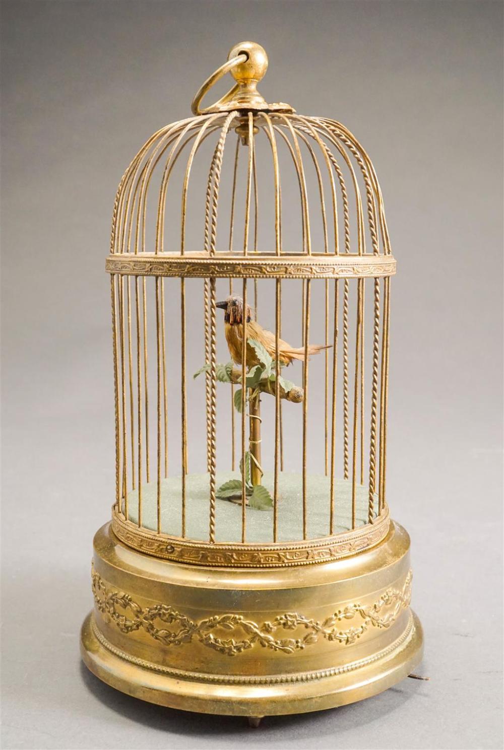 GILT BRASS 'BIRD' AUTOMATON, H: