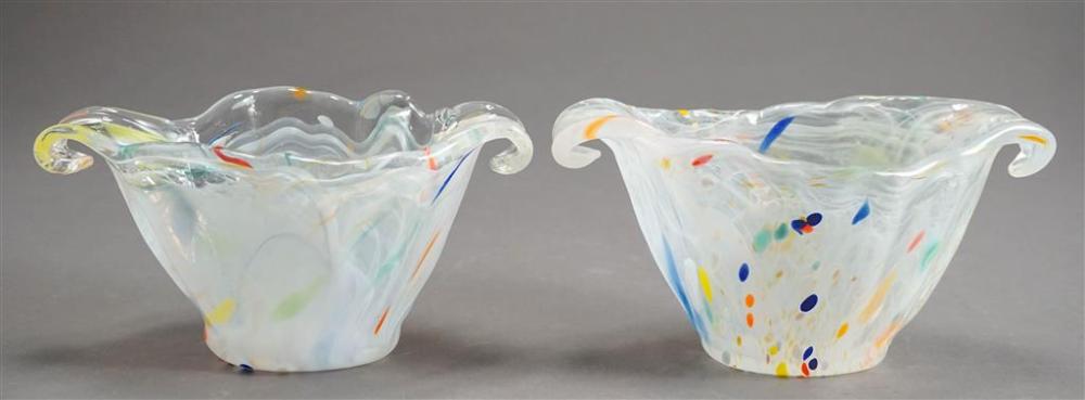 PAIR ITALIAN MURANO GLASS WHITE 3294fa