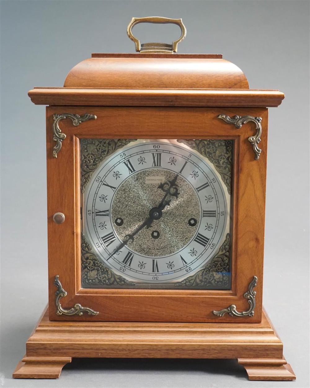 HAMILTON WALNUT SHELF CLOCK, H: 15 INHamilton