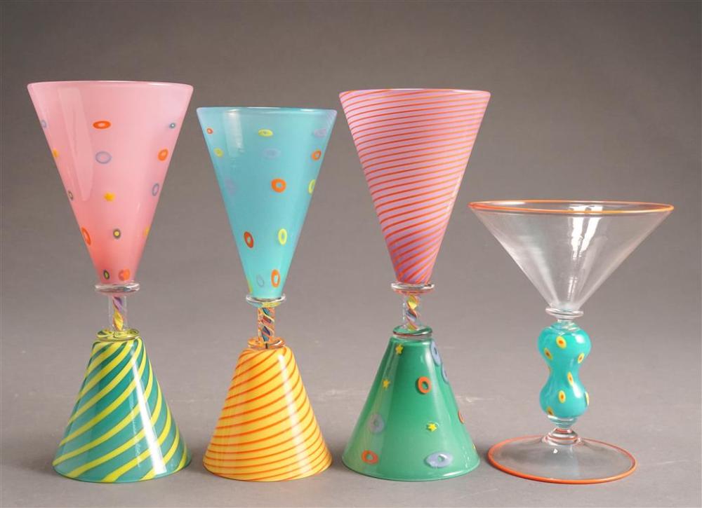 THREE PINKWATER GLASS STEM CUPS