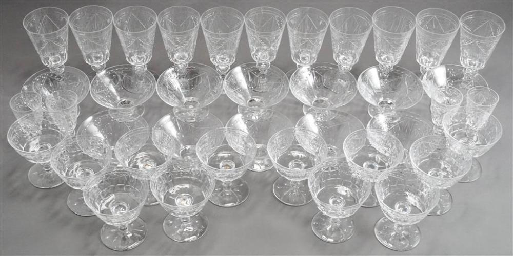 SET OF THIRTY-NINE ETCHED GLASS