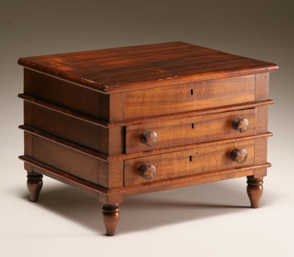 Sewing box/miniature work chest; mahogany