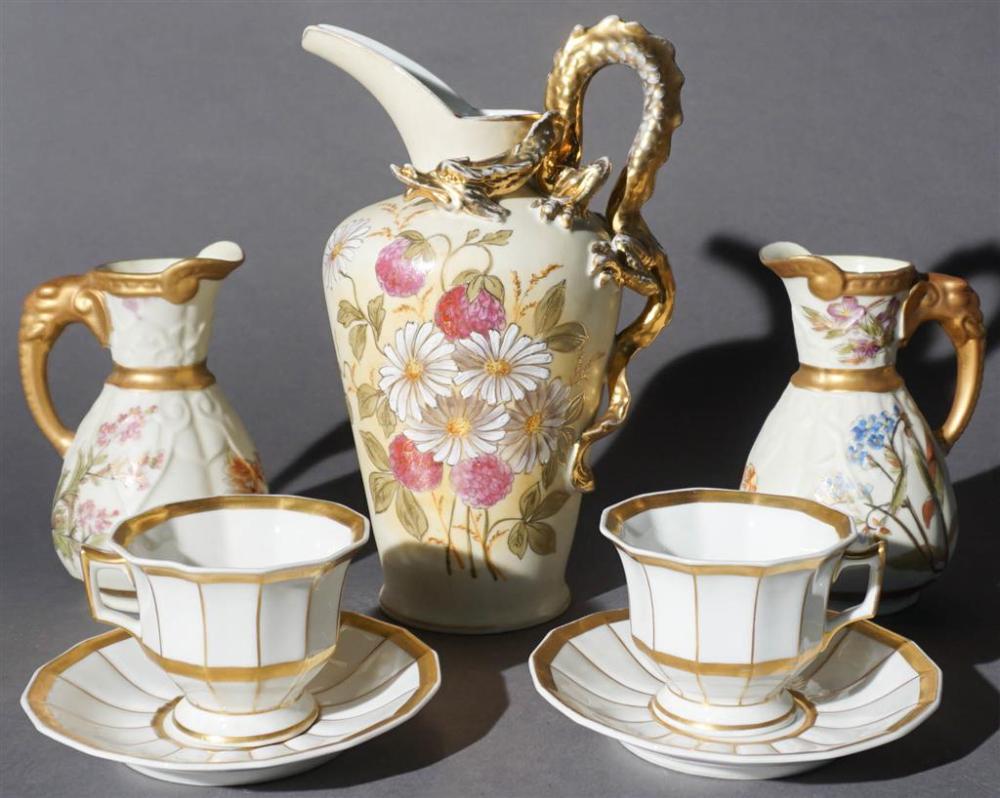 THREE AUSTRIAN HAND PAINTED AND GILT