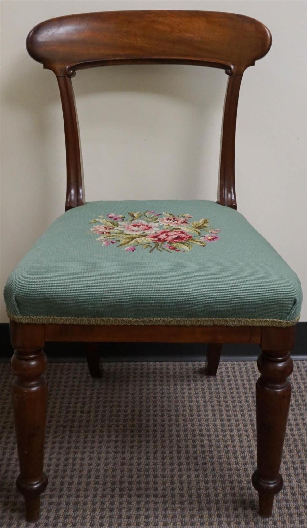 WILLIAM IV MAHOGANY FLORAL NEEDLEPOINT 32971c