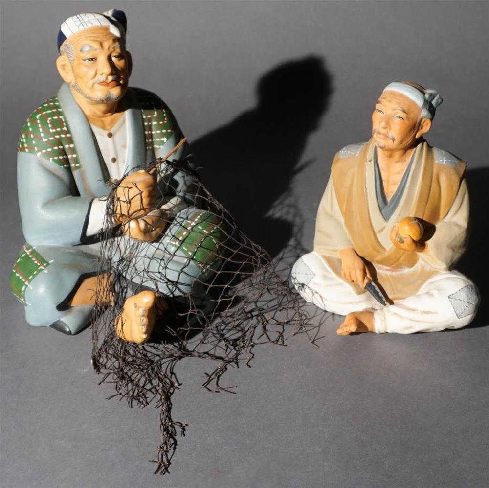 TWO JAPANESE PAINTED CERAMIC FIGURES