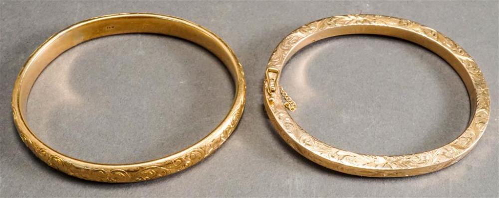 TWO 14-KARAT YELLOW-GOLD BANGLE