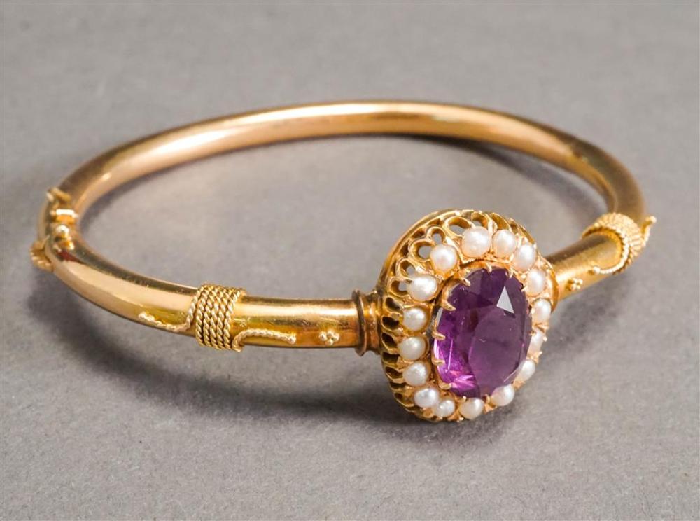 TESTED 14-KARAT YELLOW-GOLD, AMETHYST