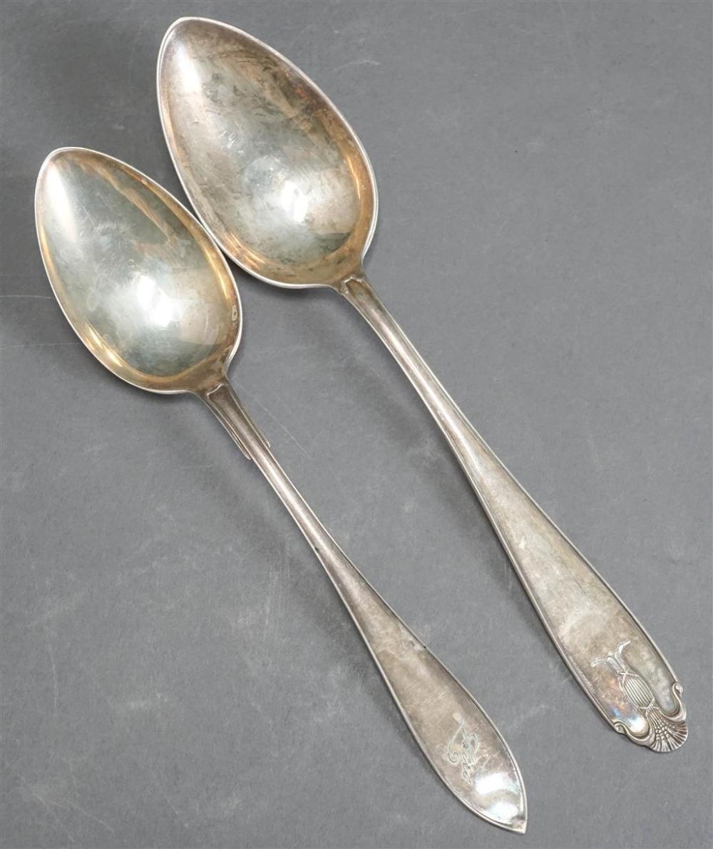 TWO DANISH SILVER SERVING SPOONS  3297e4