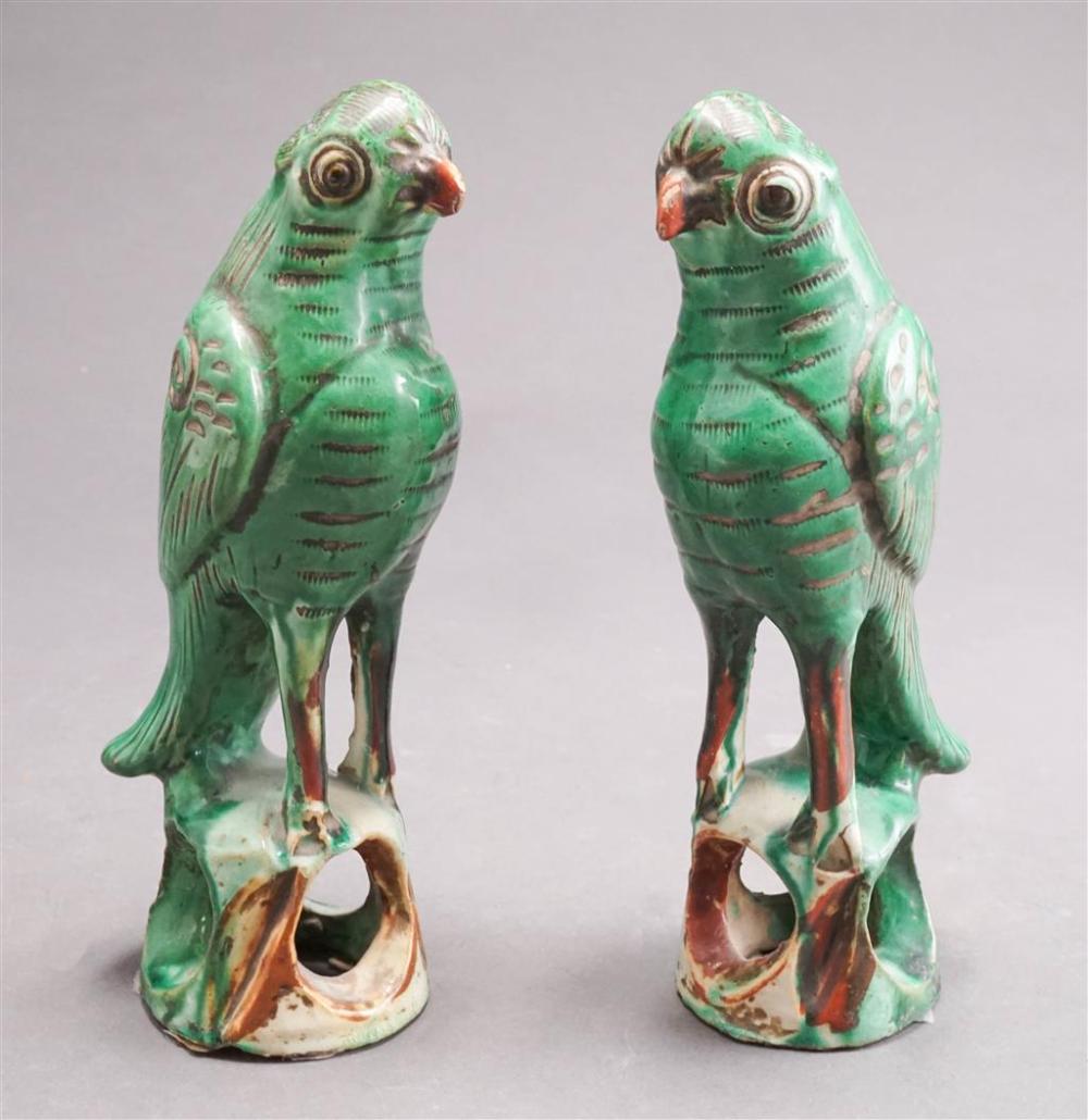 PAIR CHINESE SANCAI GLAZED PARAKEET-FORM