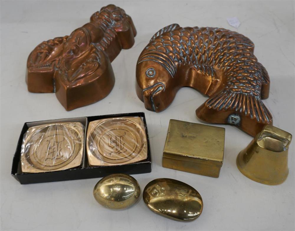 TWO COPPER FOOD MOLDS AND ASSORTED 329827