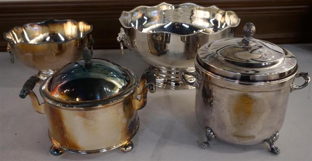 TWO ENGLISH SILVER PLATE MONTEITHS,