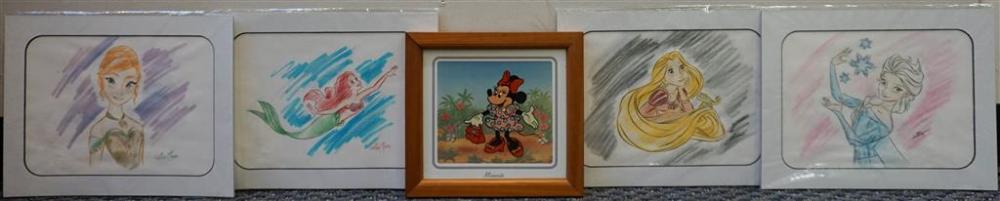 SET OF FIVE DISNEY THEMED WORKS OF ARTSet