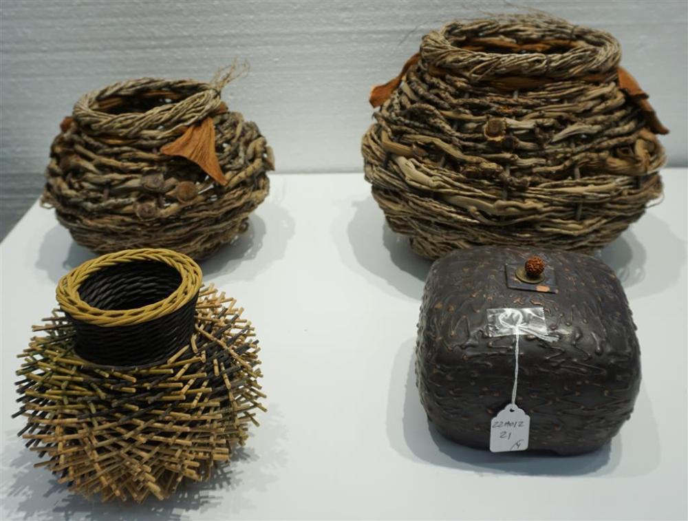 THREE TWIG BASKETS (TWO BY SAMUEL