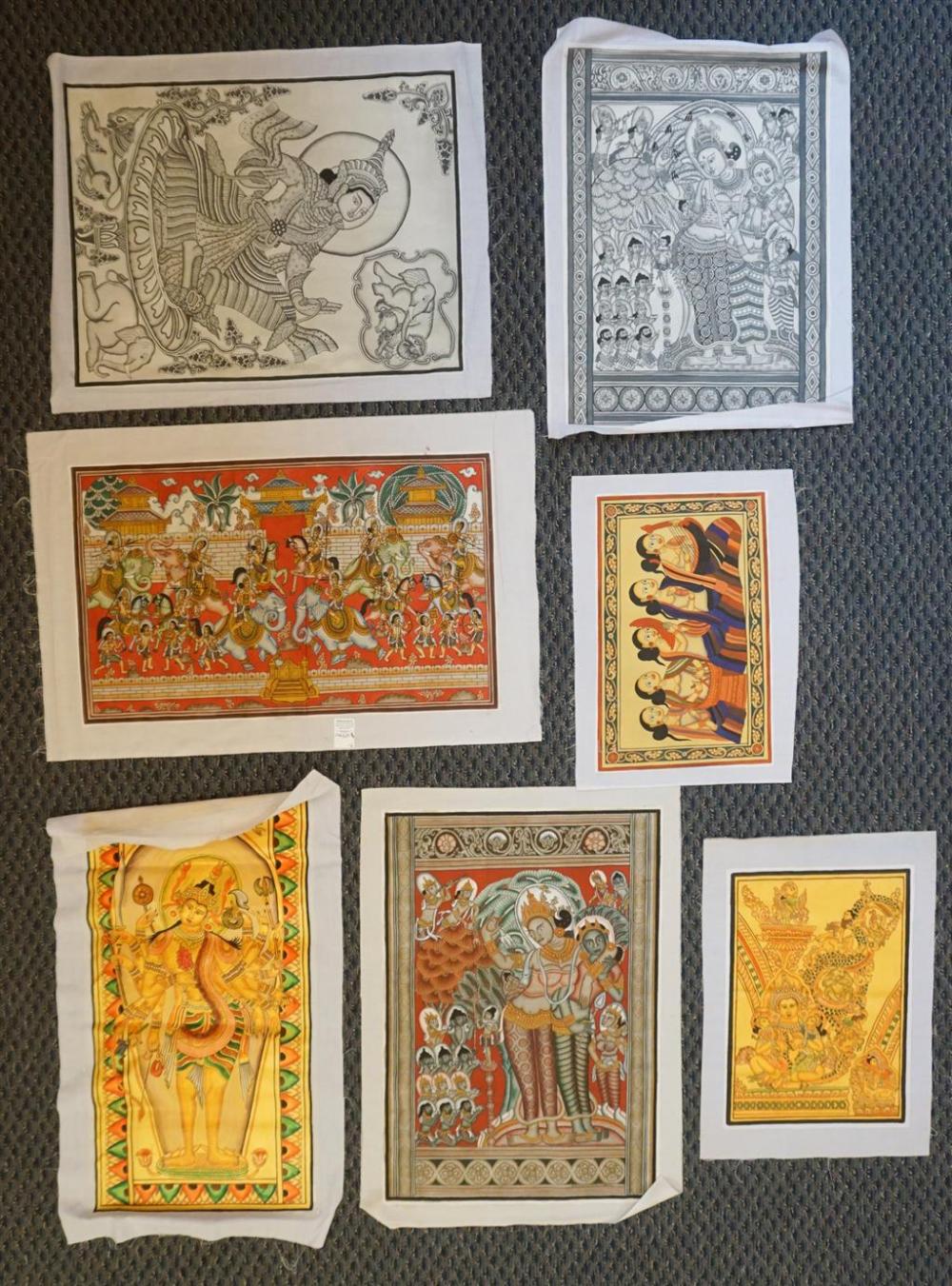 SEVEN UNMOUNTED THAI PAINTINGS