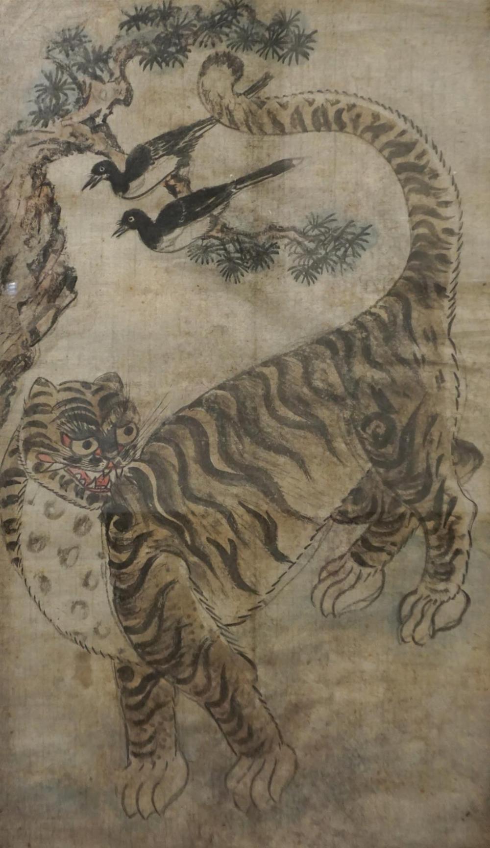 KOREAN MINHWA TIGER HANGING SCROLL,