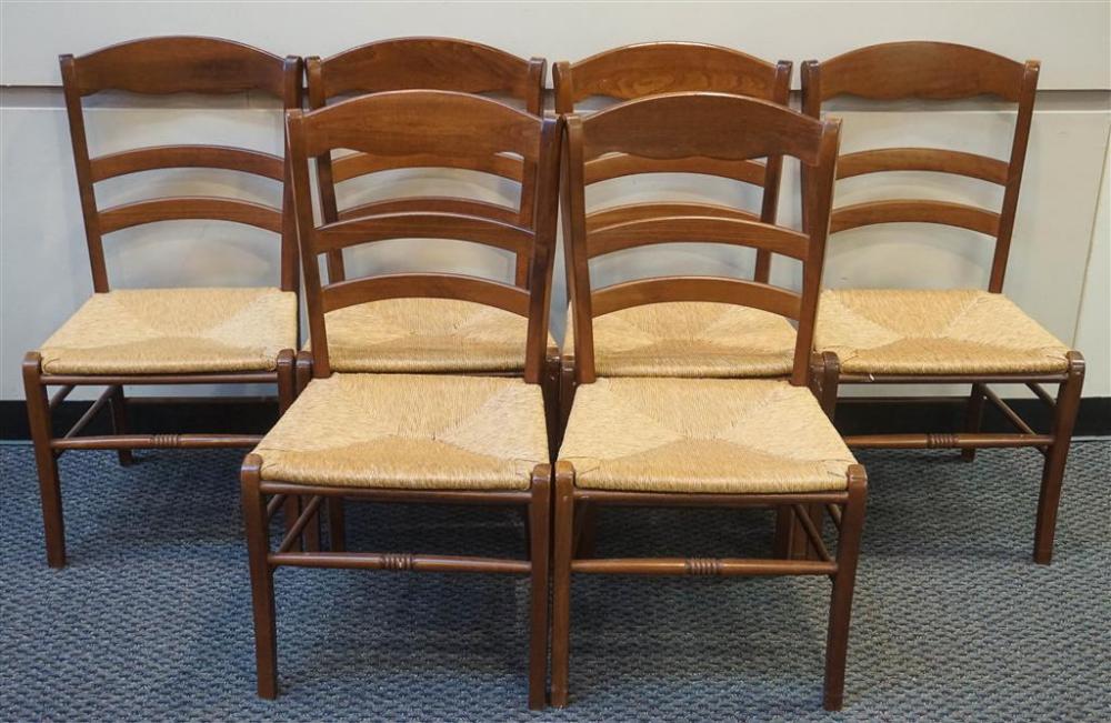 SET WITH SIX AMERICAN MAPLE RUSH SEAT