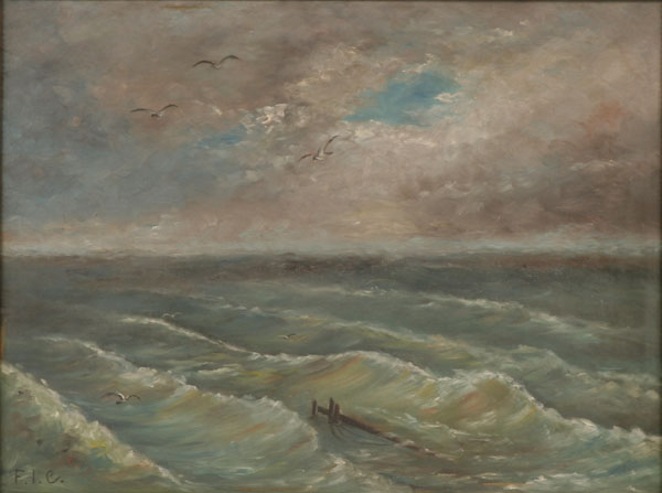 Seascape with gulls oil on board
