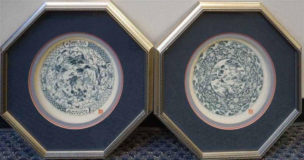 PAIR OF BLUE AND WHITE COLOR PRINTS