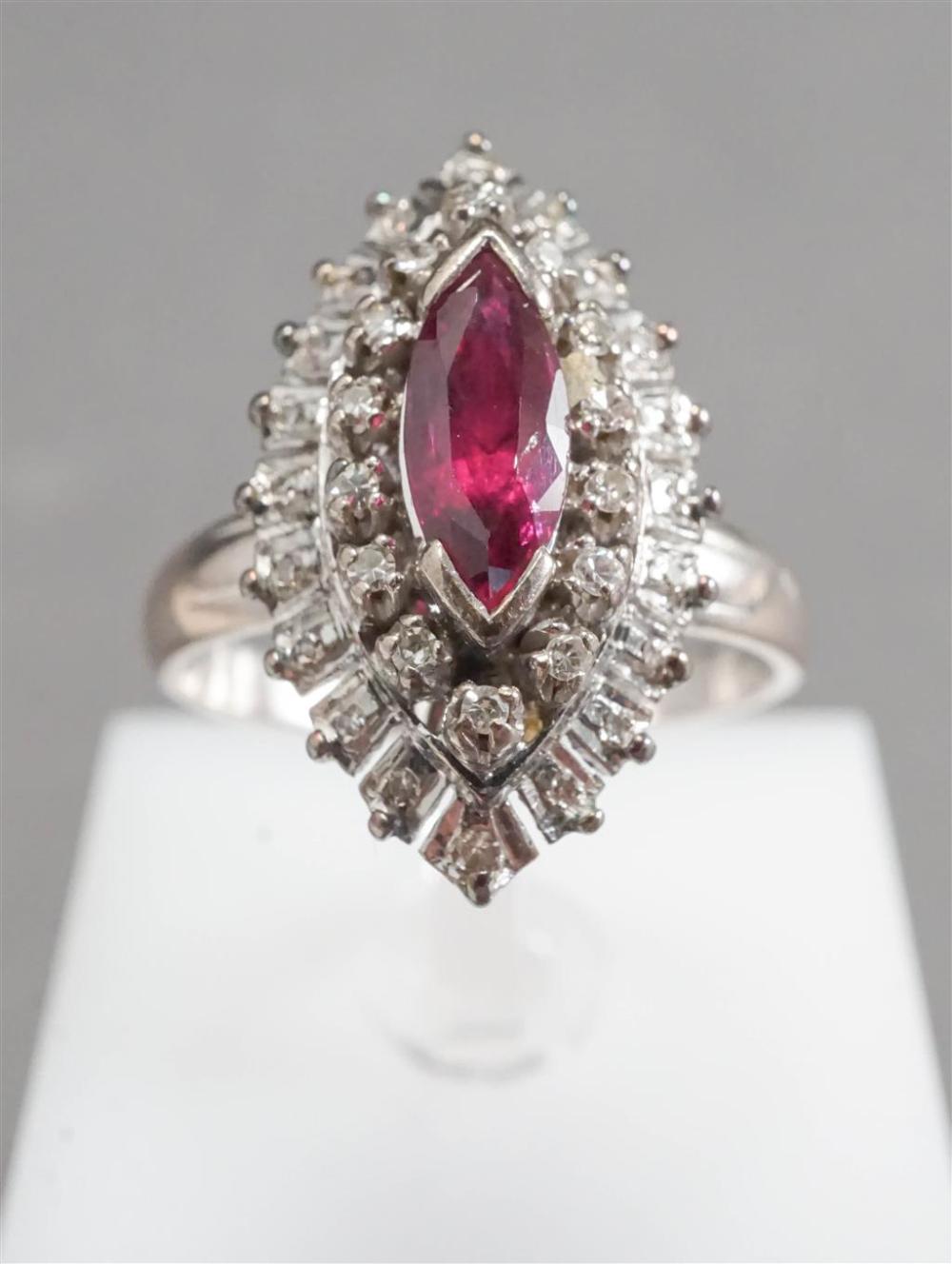 WHITE GOLD RUBY AND DIAMOND CLUSTER 329987
