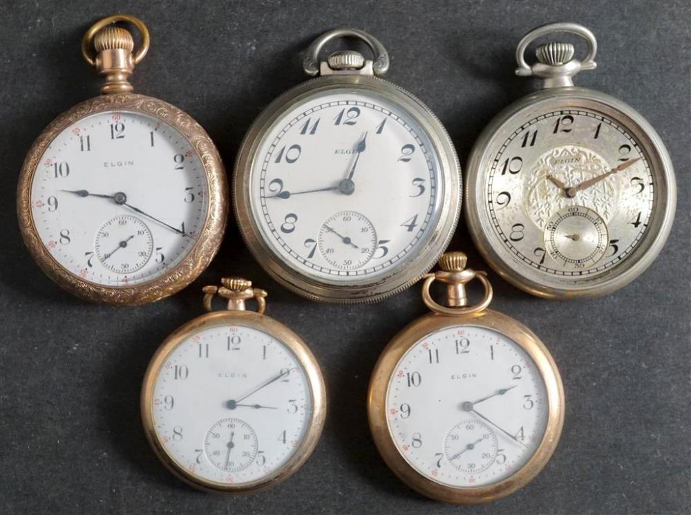 COLLECTION OF FIVE ELGIN GOLD-FILLED