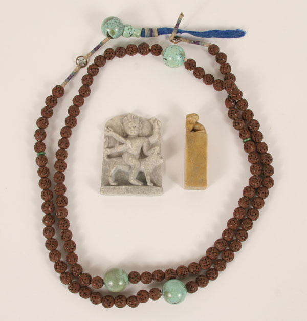 Chinese necklace and seal and Indian