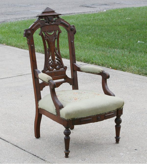 Victorian carved chair with needlepoint 50f61