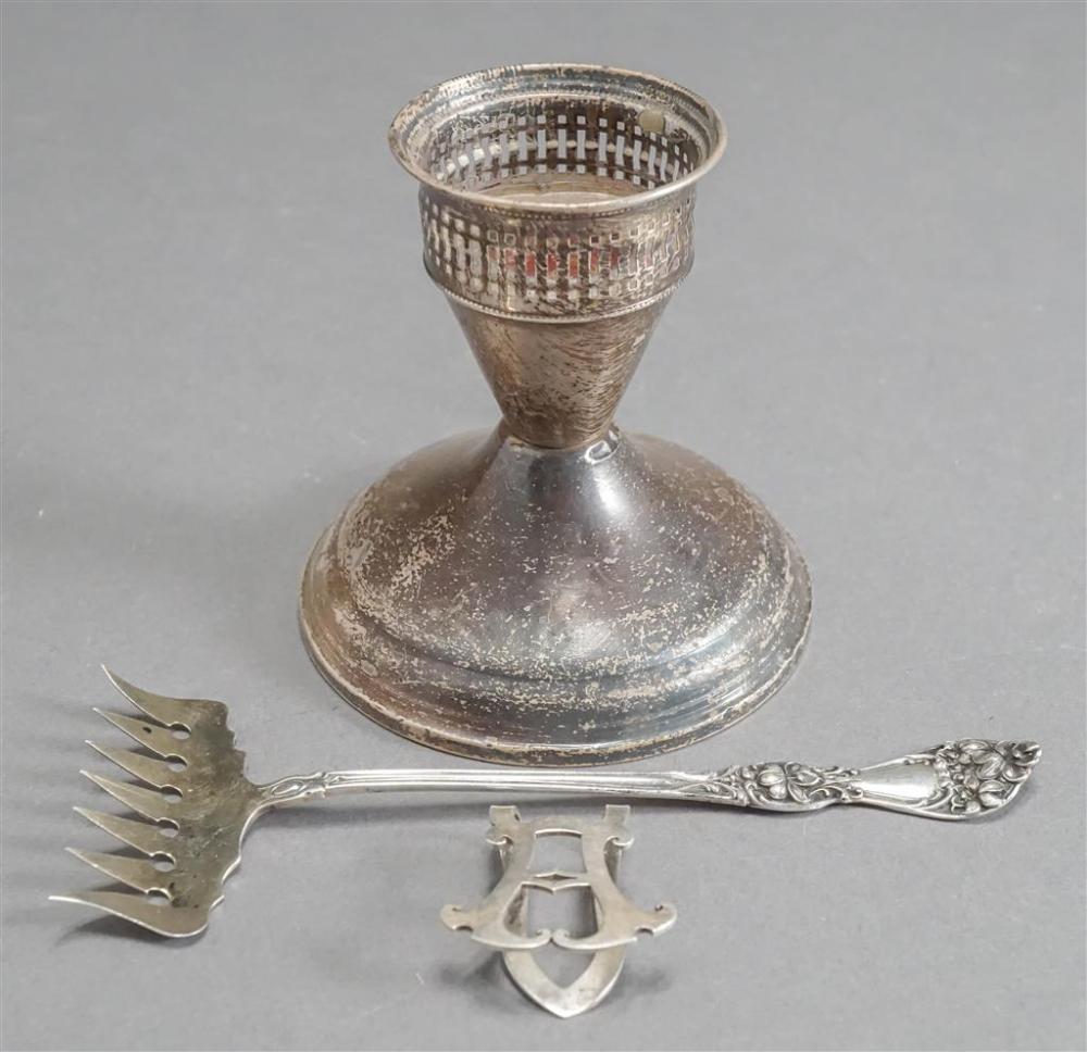 WEIGHTED STERLING SILVER LOW CANDLESTICK,