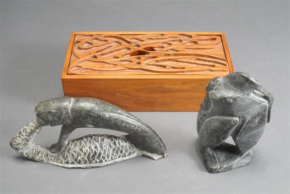 TWO INUIT STONE CARVINGS AND PETER