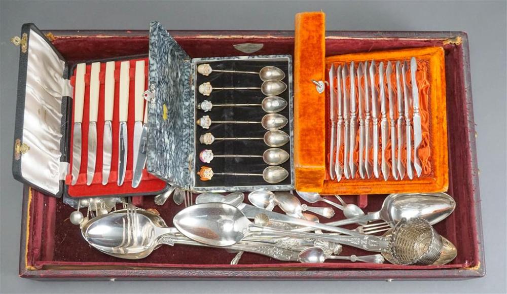 COLLECTION OF SILVER PLATE FLAT