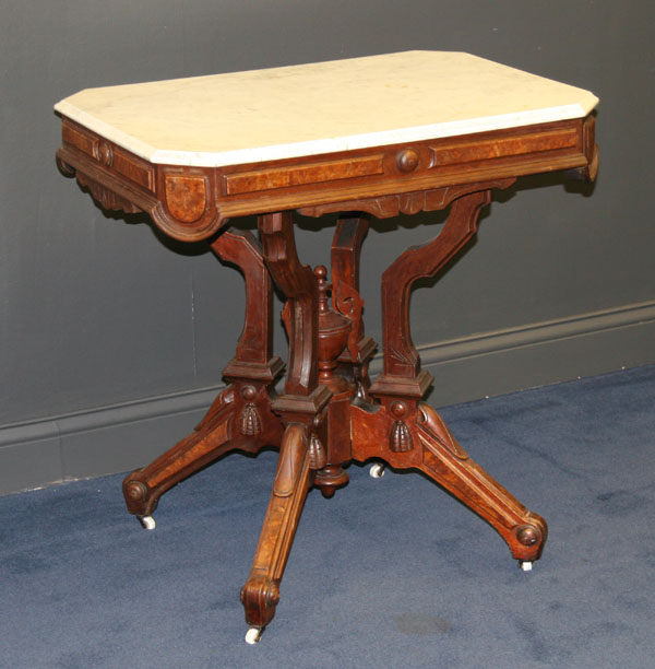 Victorian marble top lamp table;