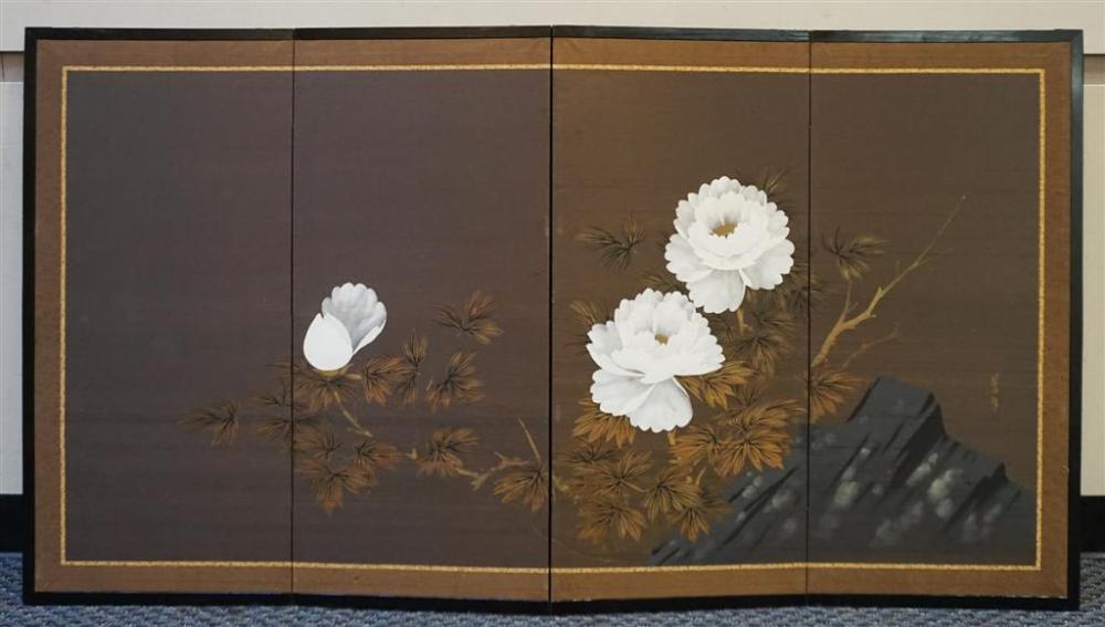 JAPANESE FOUR FOLD TABLE SCREEN  3299f6