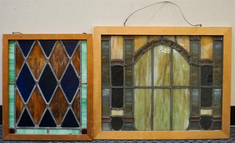 TWO LEADED GLASS PANELS (SOME PANELS