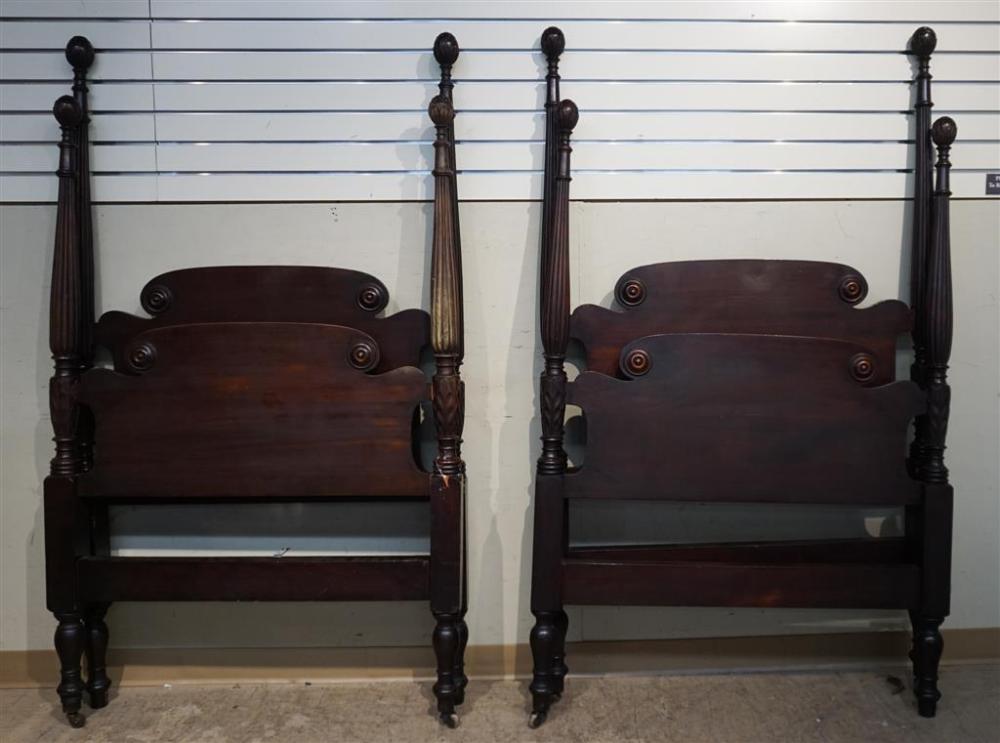 PAIR CLASSICAL STYLE MAHOGANY TWIN