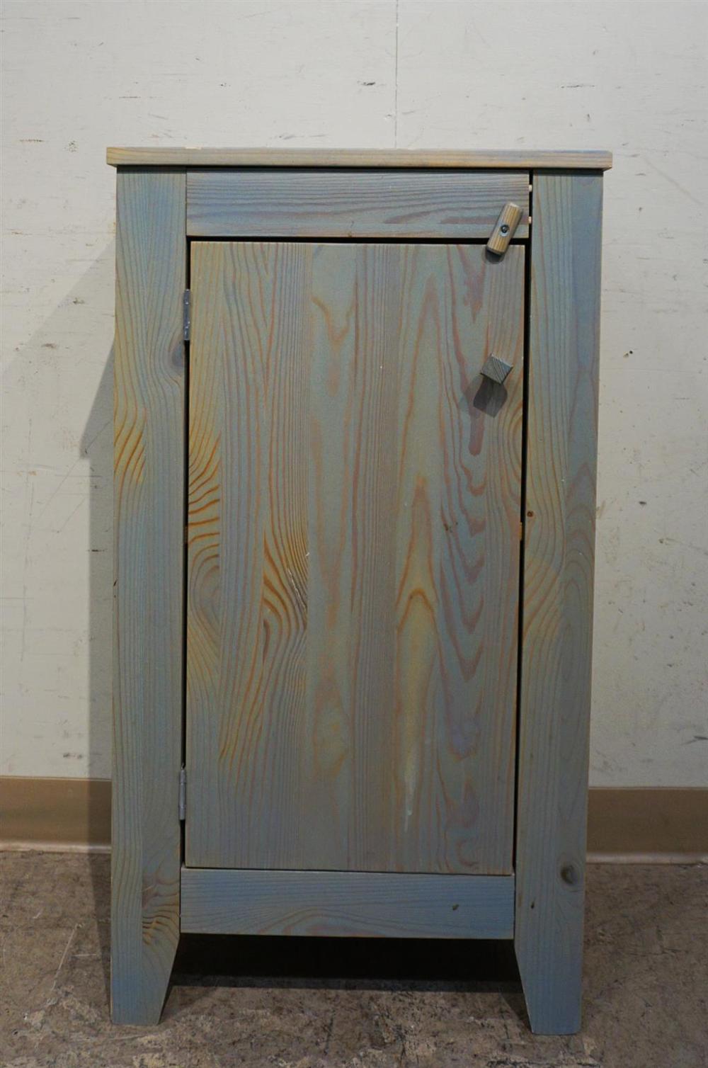 GREEN STAINED PINE SIDE CABINET,