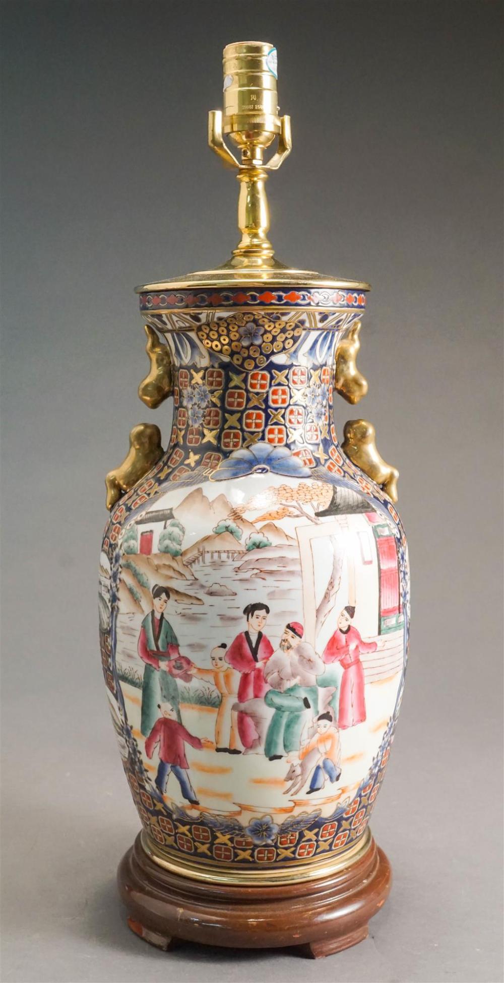 CHINESE GILT AND POLYCHROME DECORATED