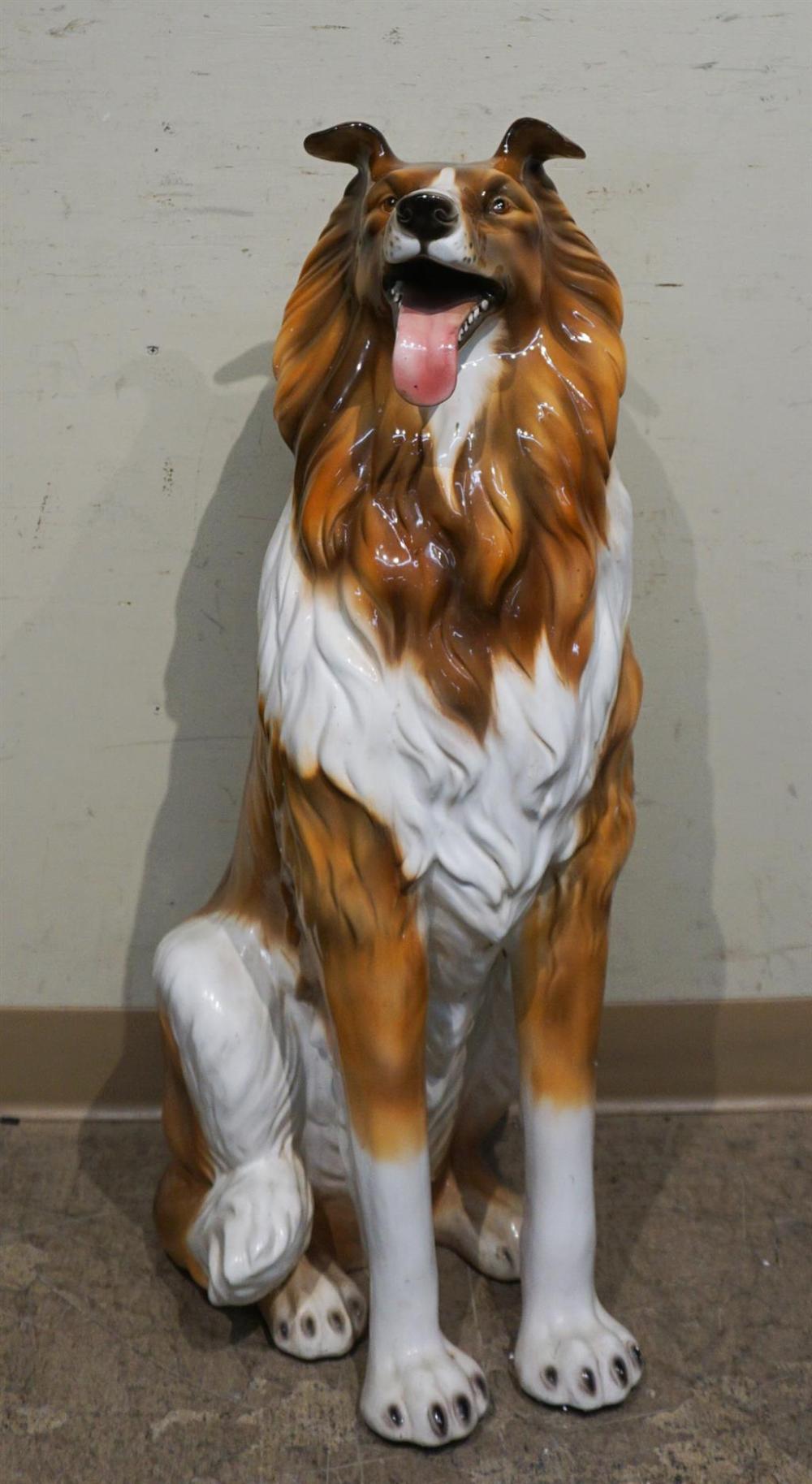 AMERICAN GLAZED FIGURE OF A COLLIE,