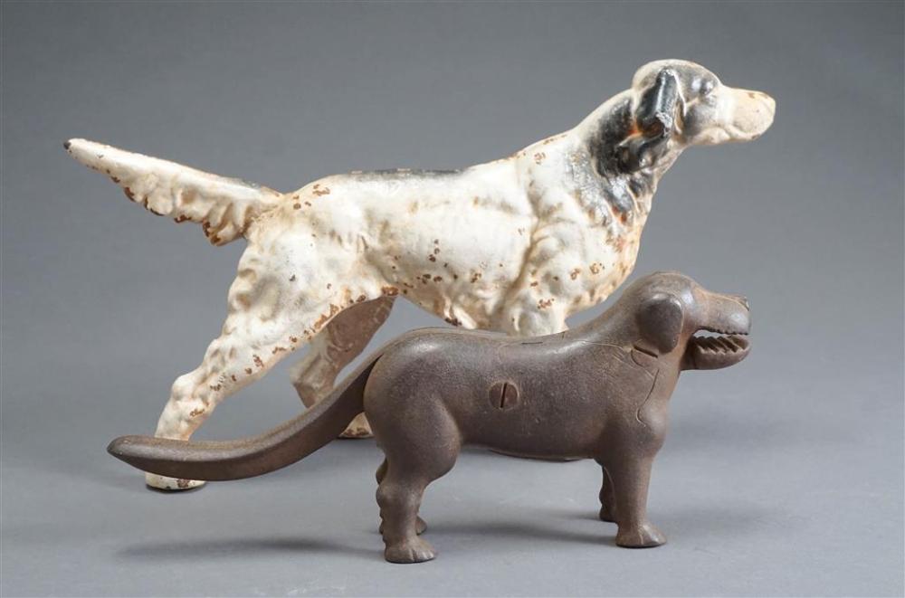 TWO CAST IRON FIGURES OF DOGS,