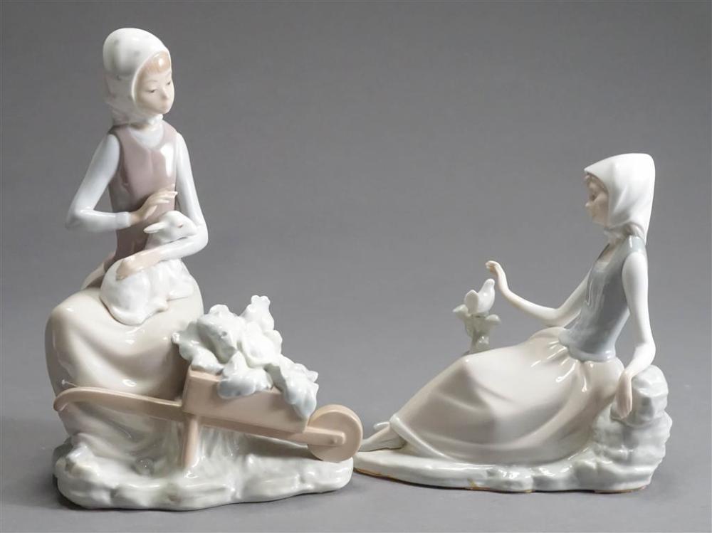 TWO LLADRO PORCELAIN FIGURINES, H OF