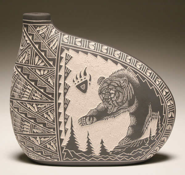 Acoma pottery canteen vessel with 50f84