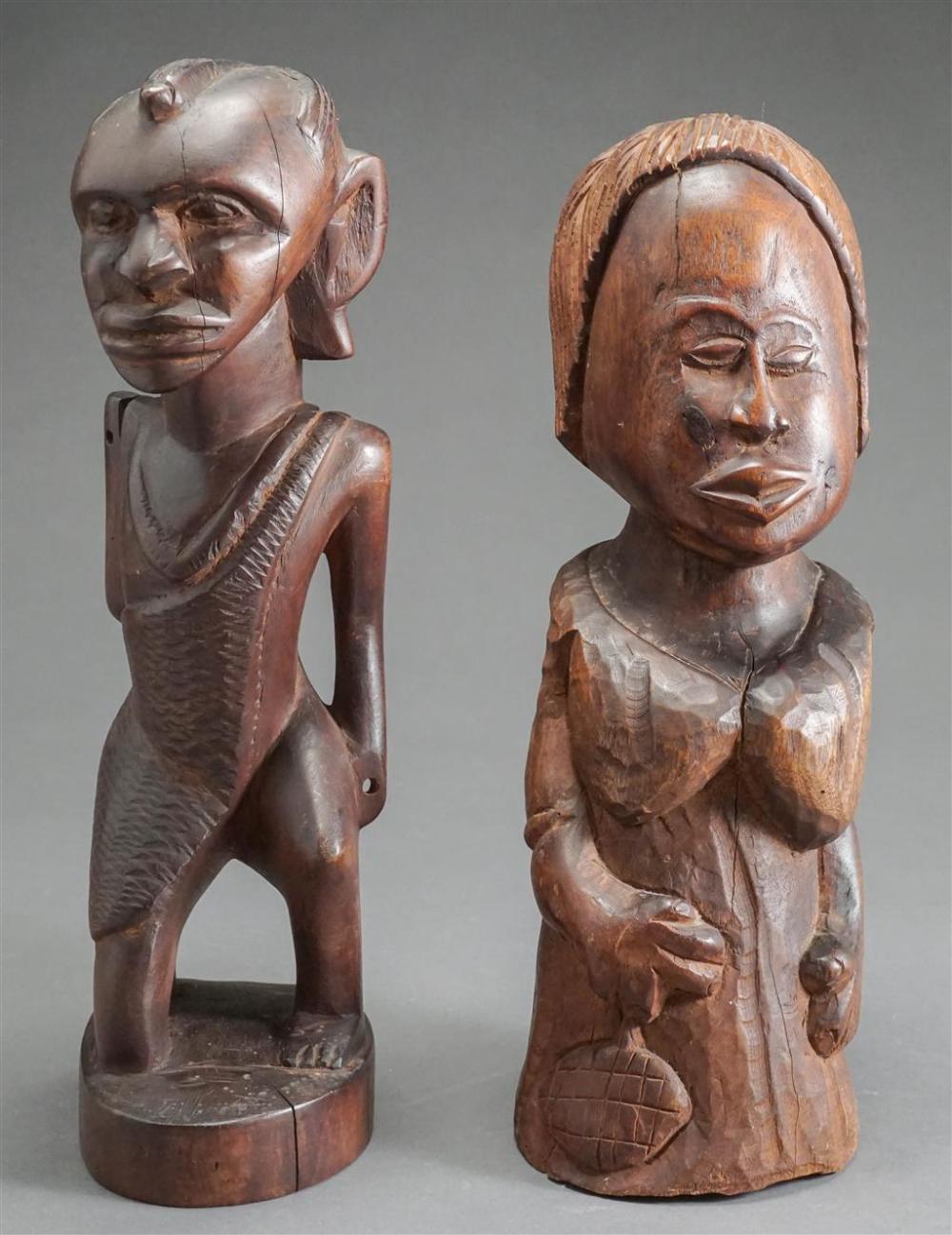 PAIR AFRICAN CARVED WOOD SCULPTURES  329b45