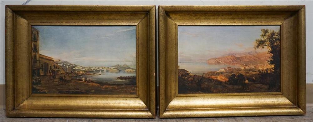 TWO PRINTS ON BOARD IN GILT FRAMES,