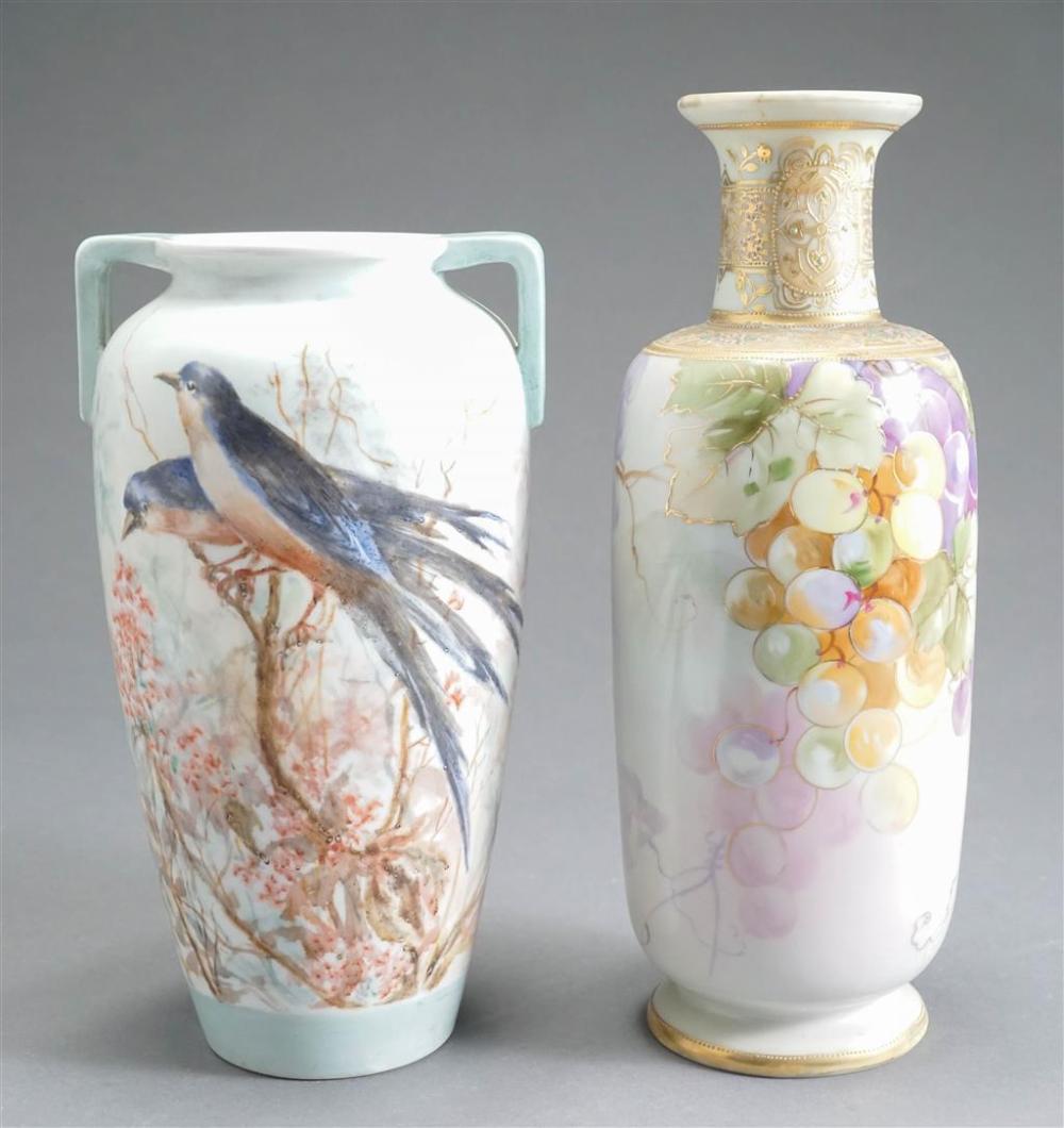 NIPPON VASE AND A FLORAL DECORATED 329b66