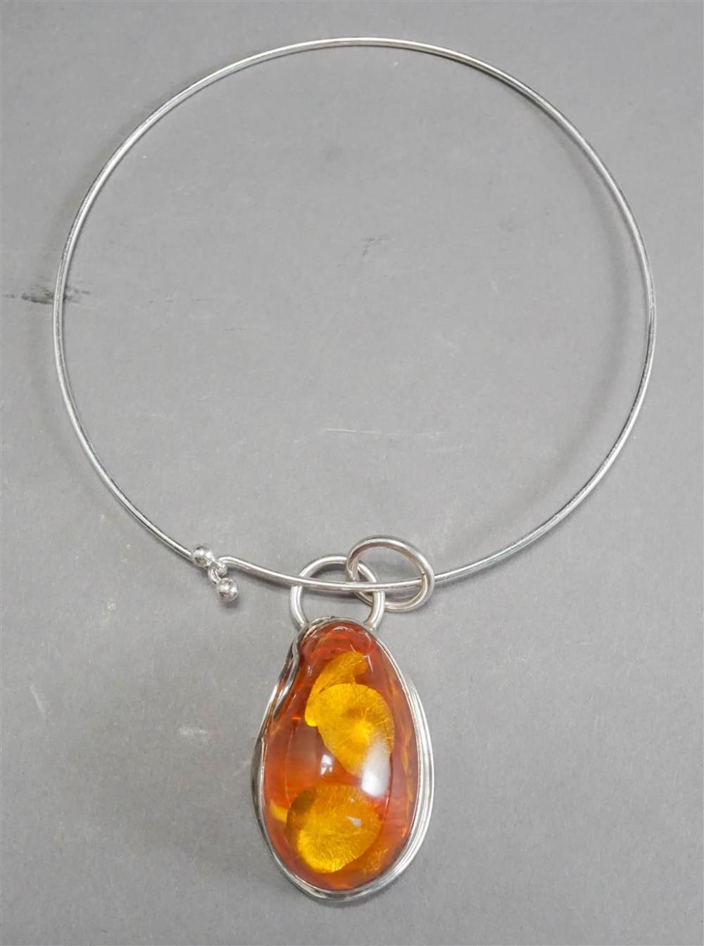 STERLING SILVER AND SIMULATED AMBER 329b94