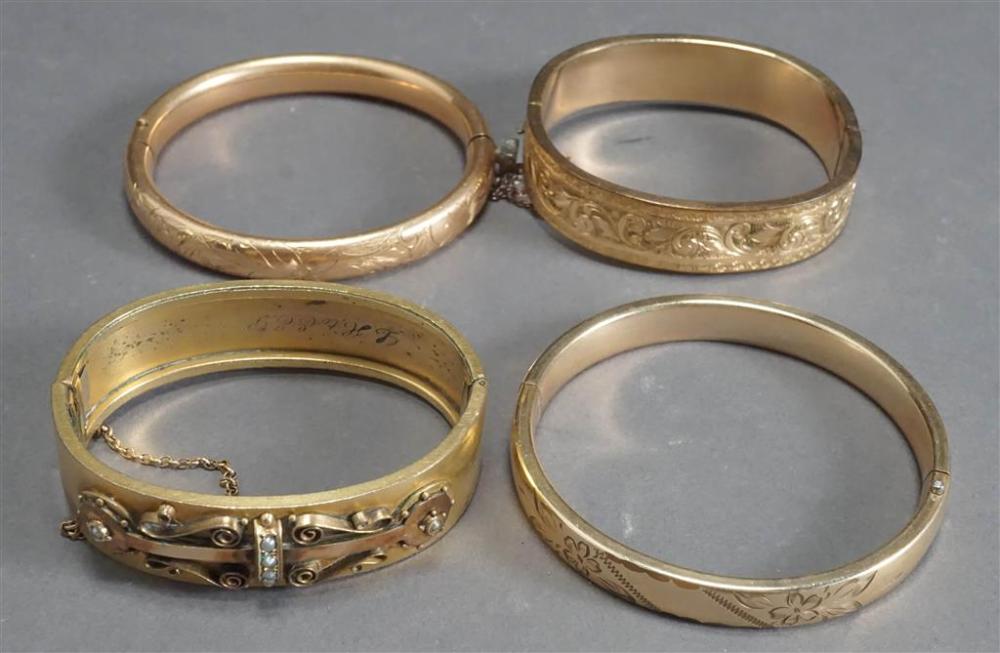 FOUR VICTORIAN GOLD-FILLED BANGLE