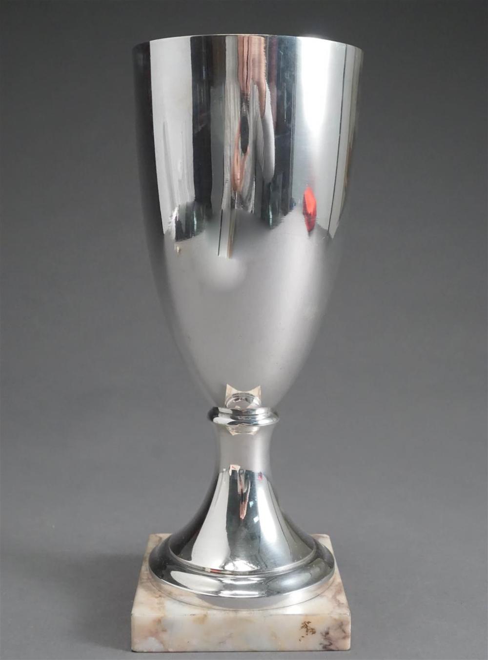 FRENCH SILVER PLATE VASE ON MARBLE 329bc0