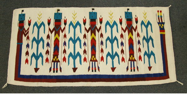 Navajo Yei woven wool rug with