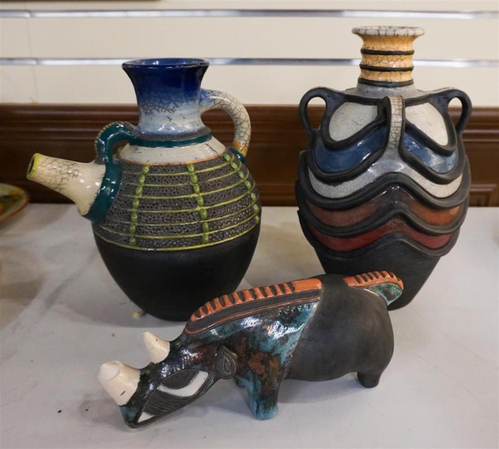 THREE CONTEMPORARY GLAZED POTTERY